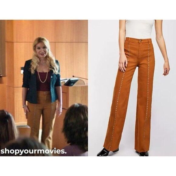 Free People We The Free Studded Boot Cut Jeans 24 X 32 Brown Boho Rockstar - Picture 3 of 9